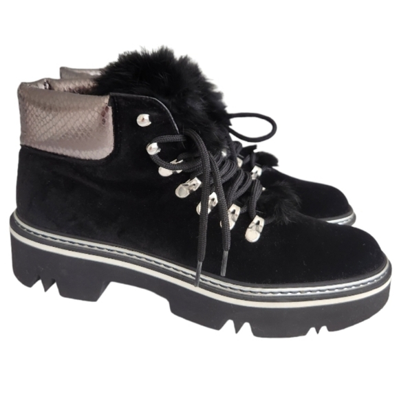 Pollini Velvet Lace Up Booties - Picture 2 of 11